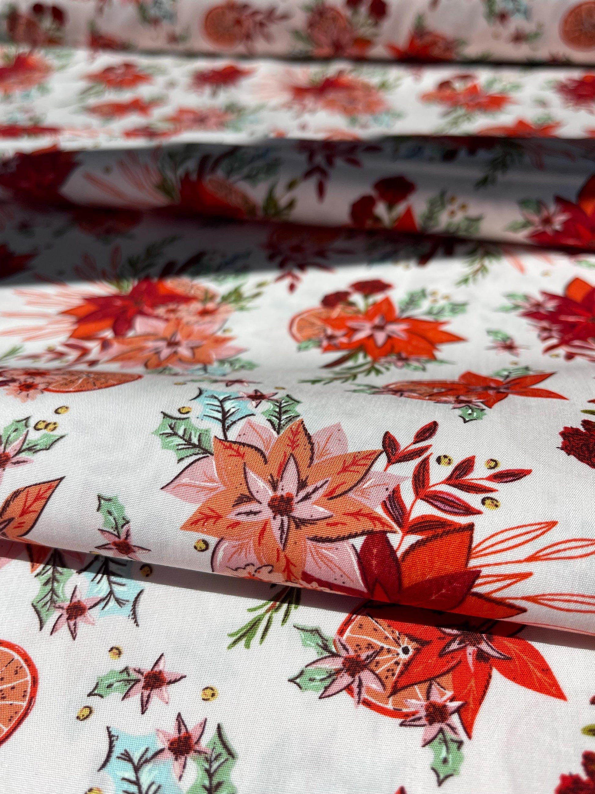 Yuletide Blossoms Fabric by AGF Studio - Christmas in the Cabin Collection - 100% Premium Cotton