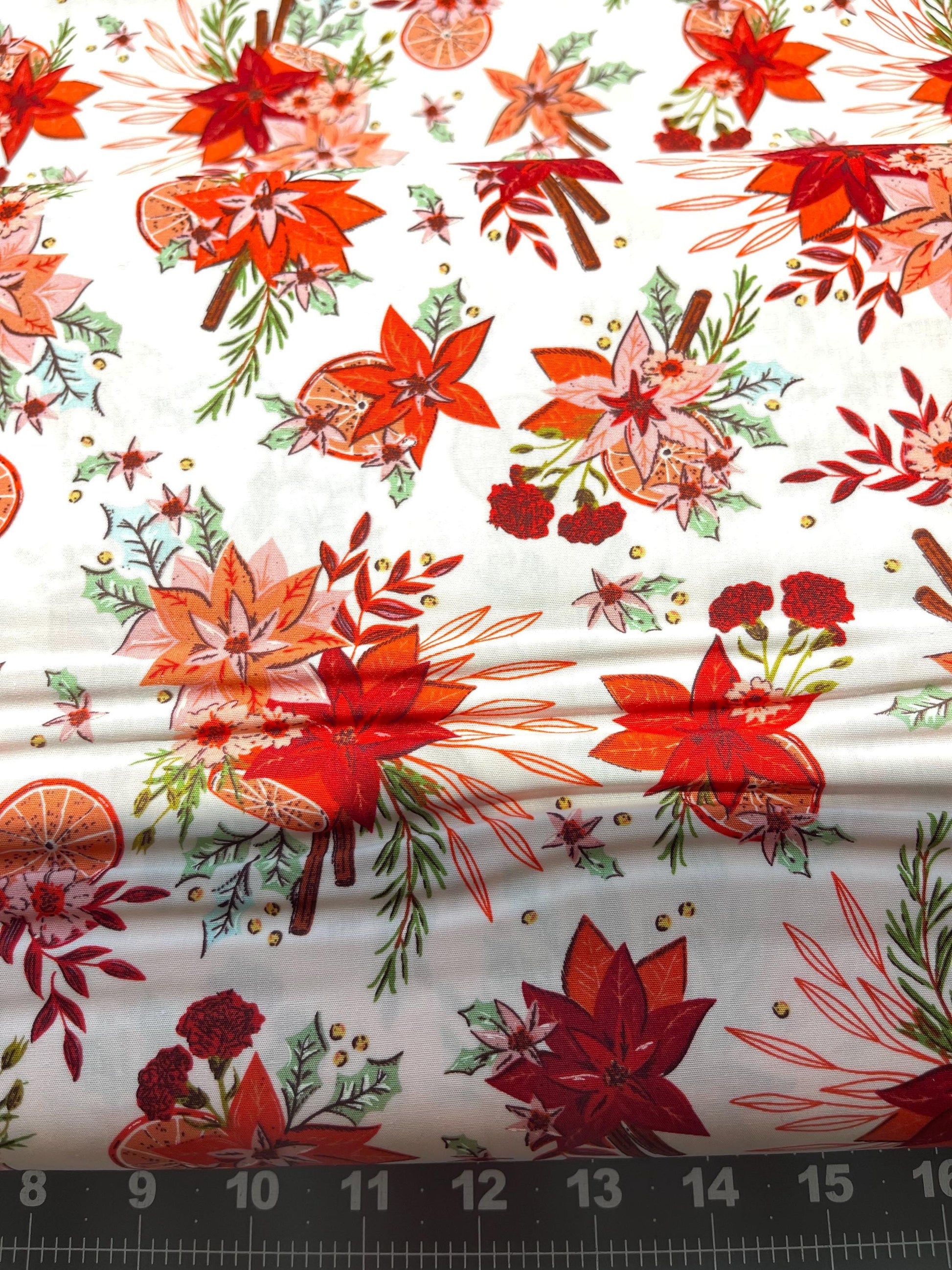 Yuletide Blossoms Fabric by AGF Studio - Christmas in the Cabin Collection - 100% Premium Cotton