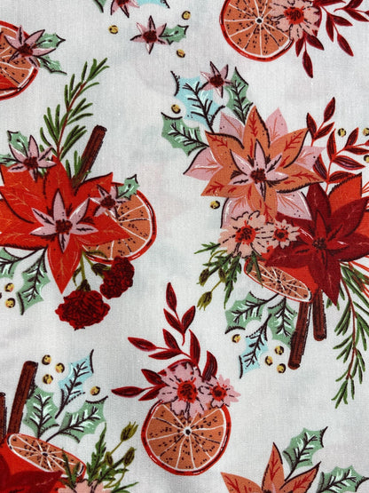 Yuletide Blossoms Fabric by AGF Studio - Christmas in the Cabin Collection - 100% Premium Cotton