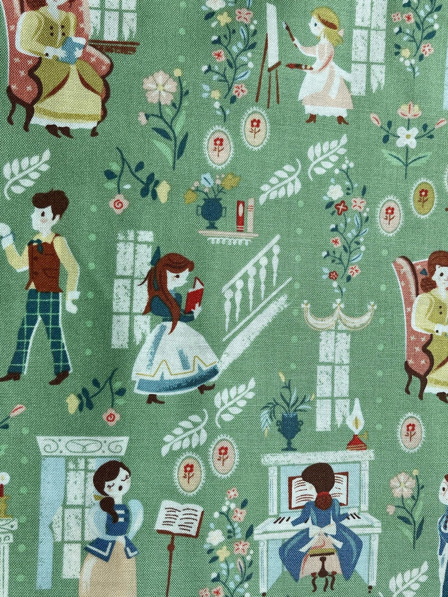 Little Women In Green - Cotton Fabric - Belle - Fabric By The Yard - Little Women Collection - Riley Blake Designs