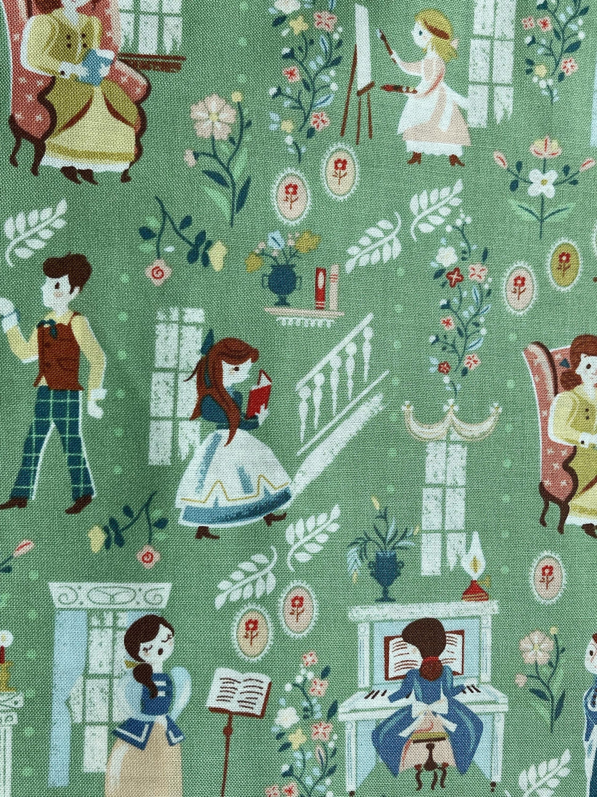 Little Women In Green - Cotton Fabric - Belle - Fabric By The Yard - Little Women Collection - Riley Blake Designs