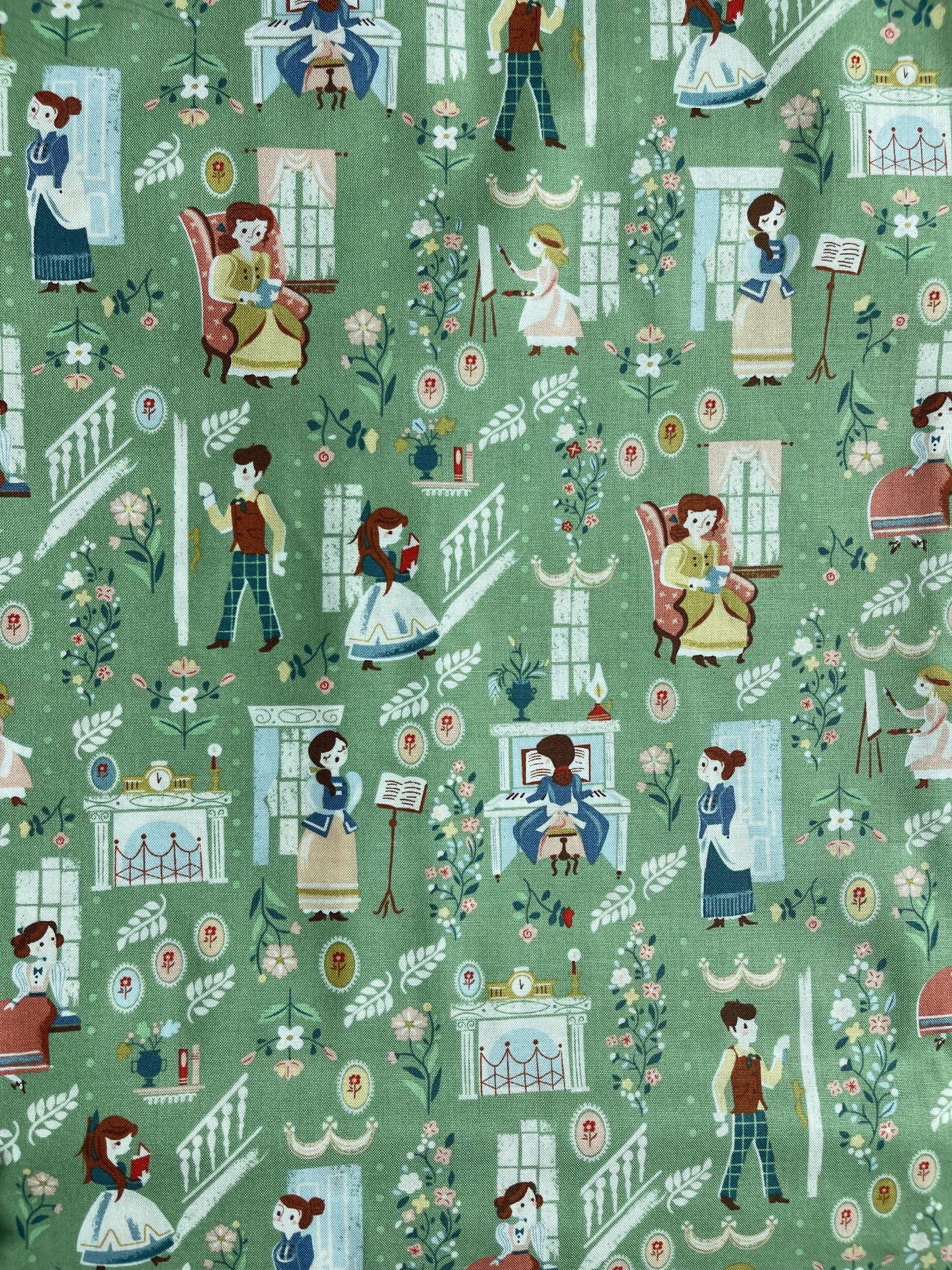 Little Women In Green - Cotton Fabric - Belle - Fabric By The Yard - Little Women Collection - Riley Blake Designs