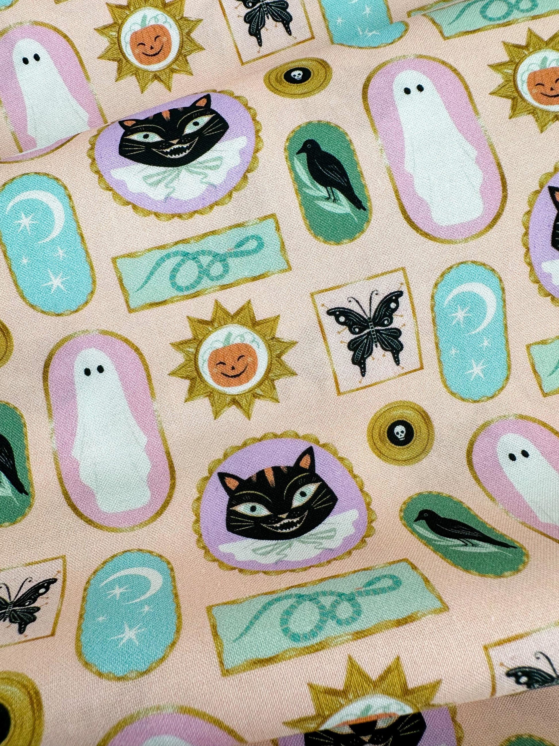 Spooky Flames In Blush - Halloween - Dear Stella - Cotton Fabric By The Yard