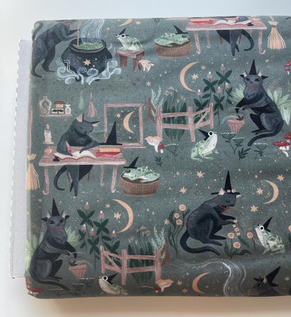 Goblincore - Witch Cat - Dear Stella - Cotton Fabric By The Yard - Animal Print Fabric - Goblincore Collection