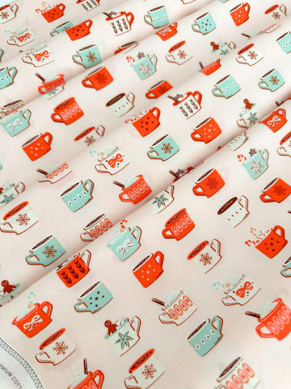 Vintage Christmas in the Cabin Mugfuls of Joy Pattern Fabric - 100% Premium Cotton - by AGF Studio