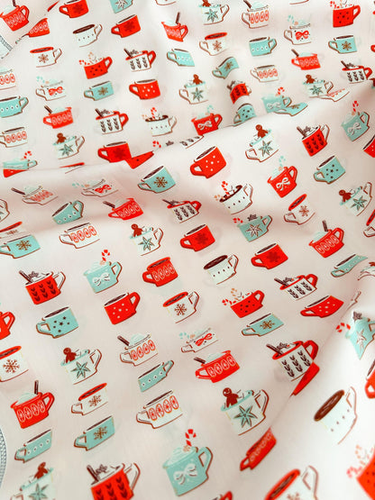 Vintage Christmas in the Cabin Mugfuls of Joy Pattern Fabric - 100% Premium Cotton - by AGF Studio