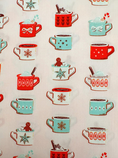 Vintage Christmas in the Cabin Mugfuls of Joy Pattern Fabric - 100% Premium Cotton - by AGF Studio