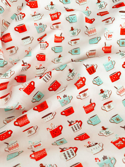 Vintage Christmas in the Cabin Mugfuls of Joy Pattern Fabric - 100% Premium Cotton - by AGF Studio