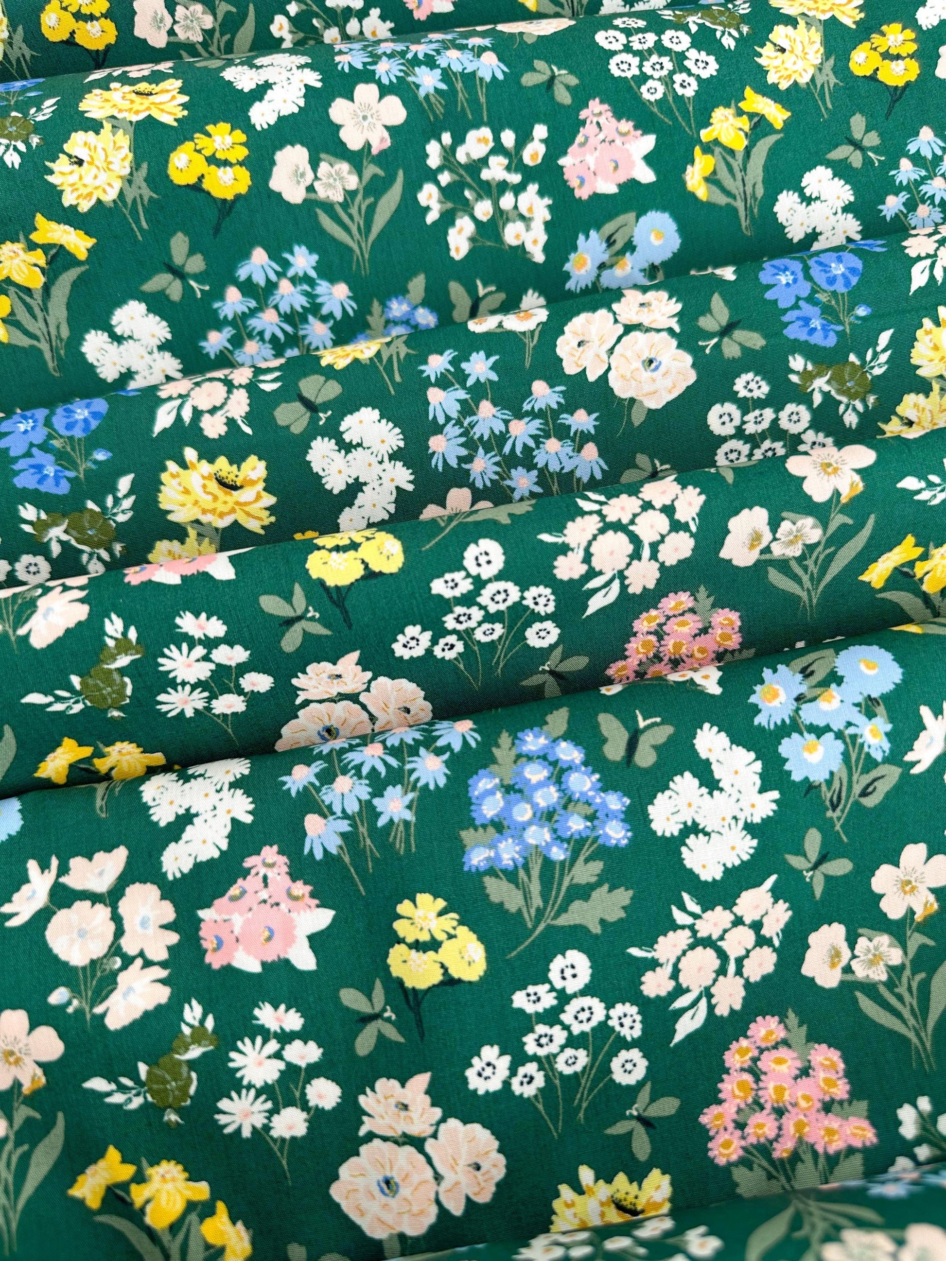 Bountiful Garden Night Fabric by AGF Studio - A Year in Petals Collection - 100% Premium Cotton