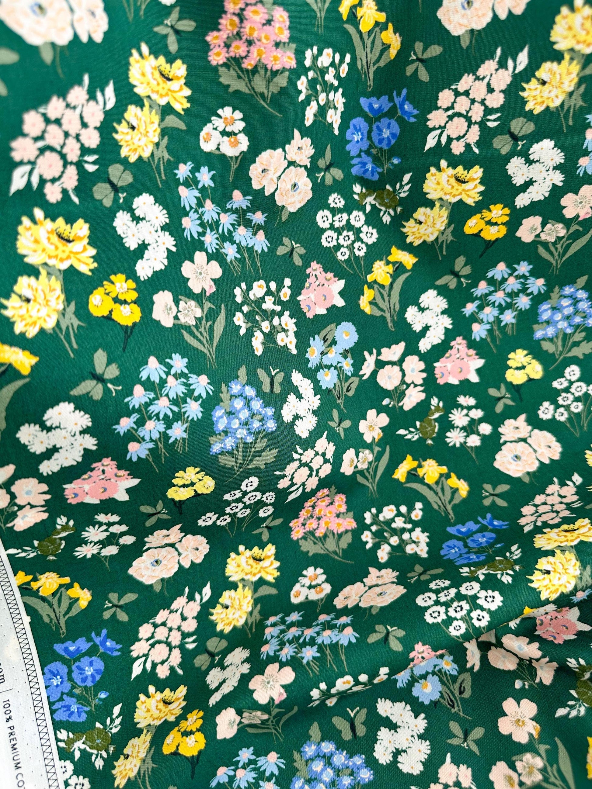 Bountiful Garden Night Fabric by AGF Studio - A Year in Petals Collection - 100% Premium Cotton
