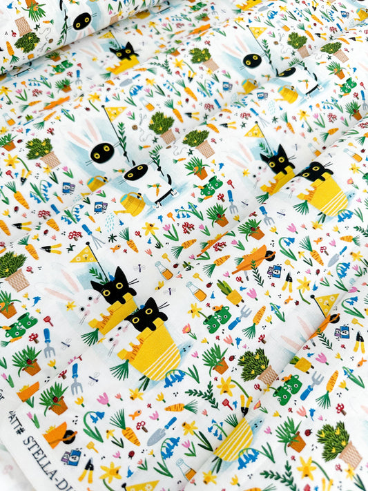 Bunny Slippers Fabric - By Dear Stella - Sweet Purrennials Collection - Cotton By The Yard