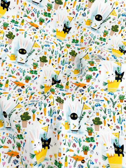 Bunny Slippers Fabric - By Dear Stella - Sweet Purrennials Collection - Cotton By The Yard