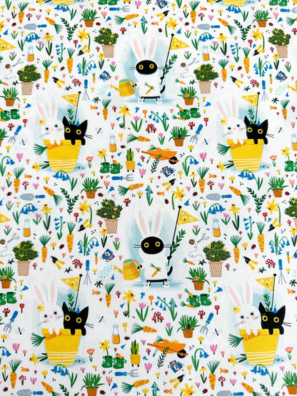 Bunny Slippers Fabric - By Dear Stella - Sweet Purrennials Collection - Cotton By The Yard