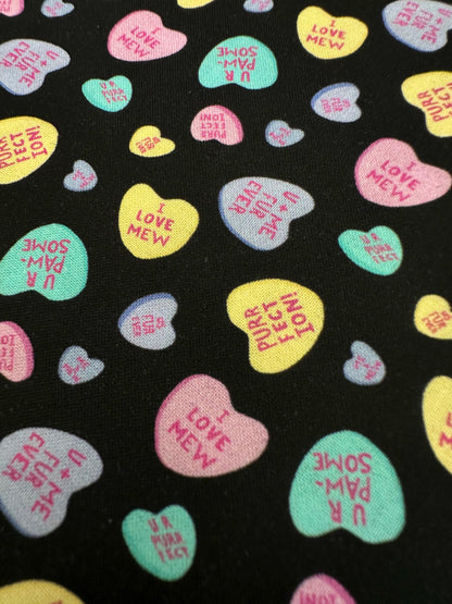 Charming Cat Quotes & Hearts Fabric - 100% Cotton by Dear Stella - Valentine’s Print