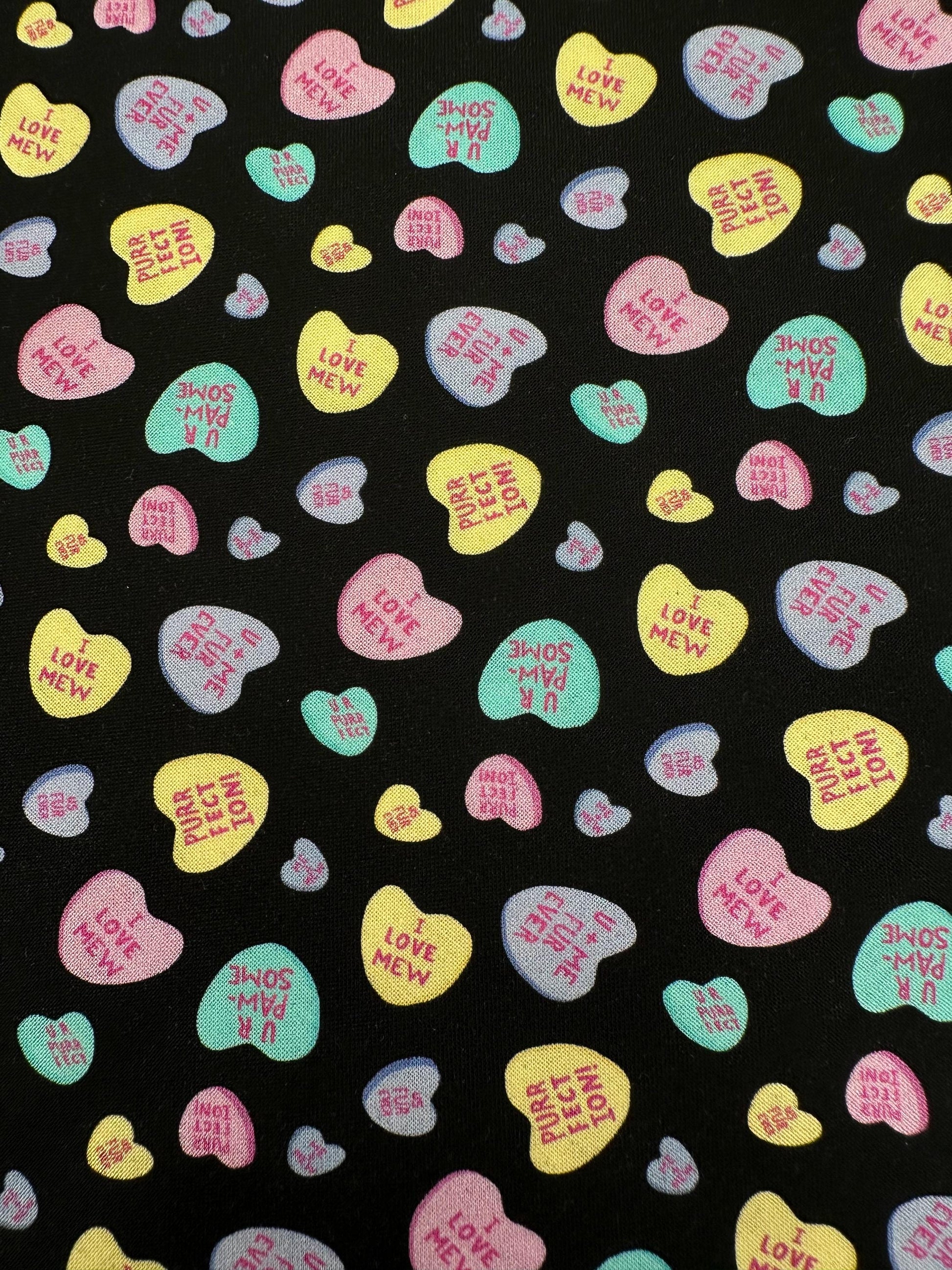 Charming Cat Quotes & Hearts Fabric - 100% Cotton by Dear Stella - Valentine’s Print