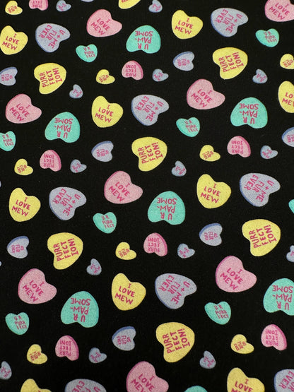 Charming Cat Quotes & Hearts Fabric - 100% Cotton by Dear Stella - Valentine’s Print