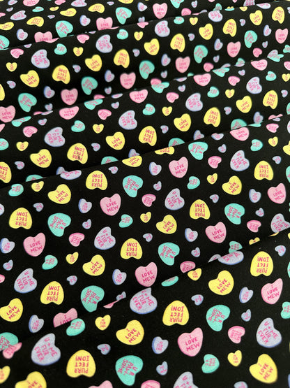 Charming Cat Quotes & Hearts Fabric - 100% Cotton by Dear Stella - Valentine’s Print