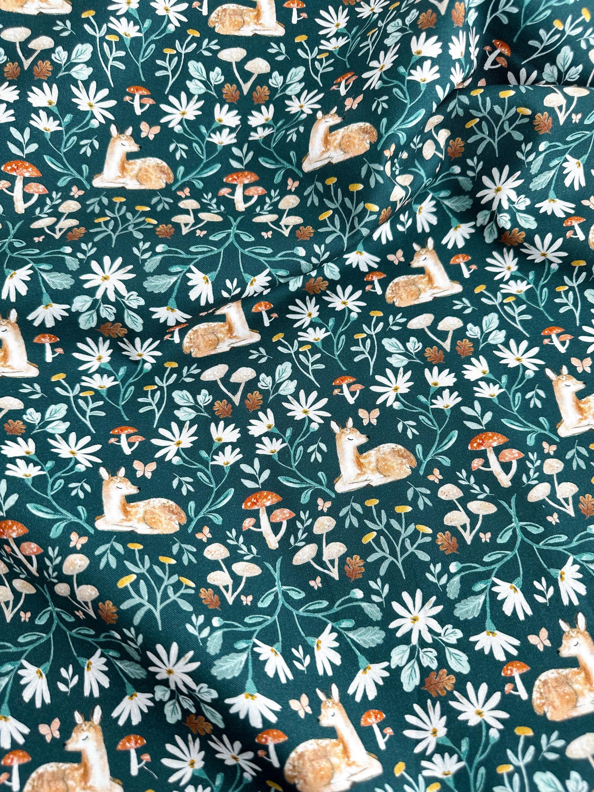 Sleepy Fawn Fabric - By Dear Stella - Willow Collection - Cotton By The Yard - Animal Print