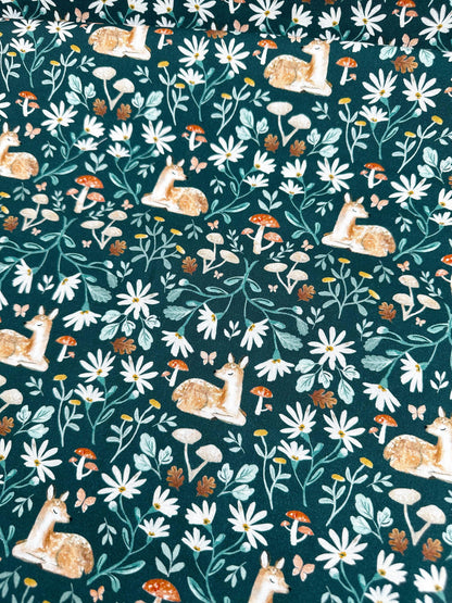 Sleepy Fawn Fabric - By Dear Stella - Willow Collection - Cotton By The Yard - Animal Print
