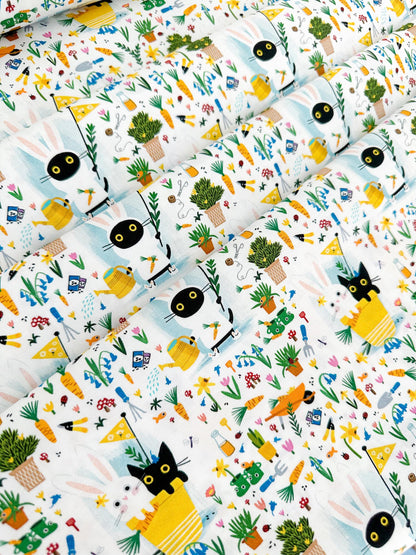 Bunny Slippers Fabric - By Dear Stella - Sweet Purrennials Collection - Cotton By The Yard
