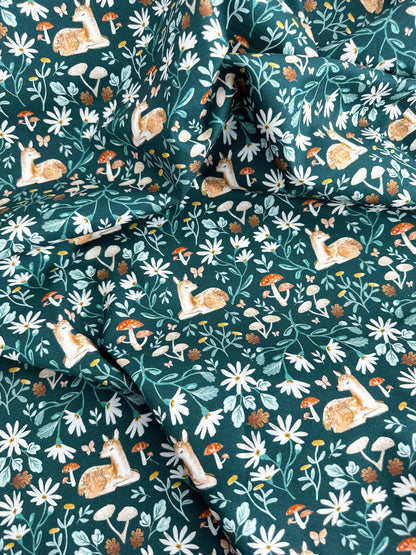 Sleepy Fawn Fabric - By Dear Stella - Willow Collection - Cotton By The Yard - Animal Print