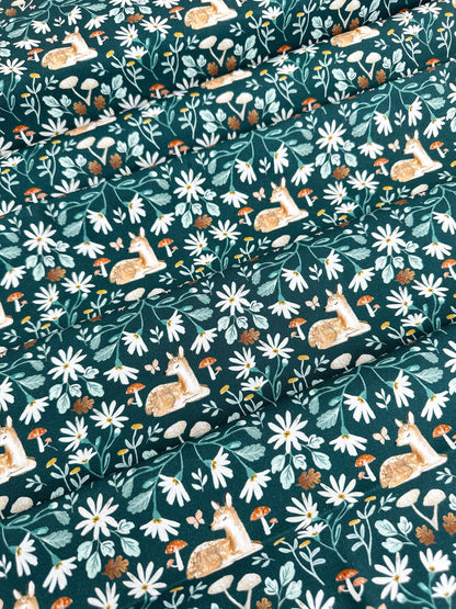 Sleepy Fawn Fabric - By Dear Stella - Willow Collection - Cotton By The Yard - Animal Print