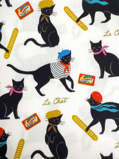 Le Chat Fabric - By Dear Stella - Springtime In Paris Collection - Cotton By The Yard - Cat Fashion Print