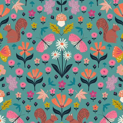 Woodland Wandering Fabric - By Dashwood Studio - Cotton Fabric By The Yard - Floral Print
