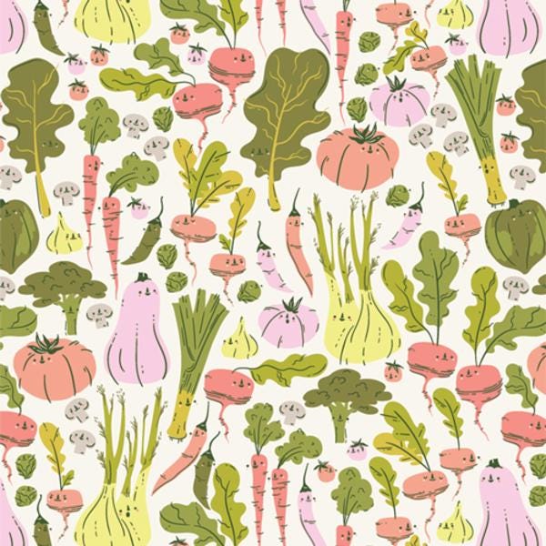 Eat Your Veggies In Garden, by AGF Studio, 100% Premium Cotton Fabric