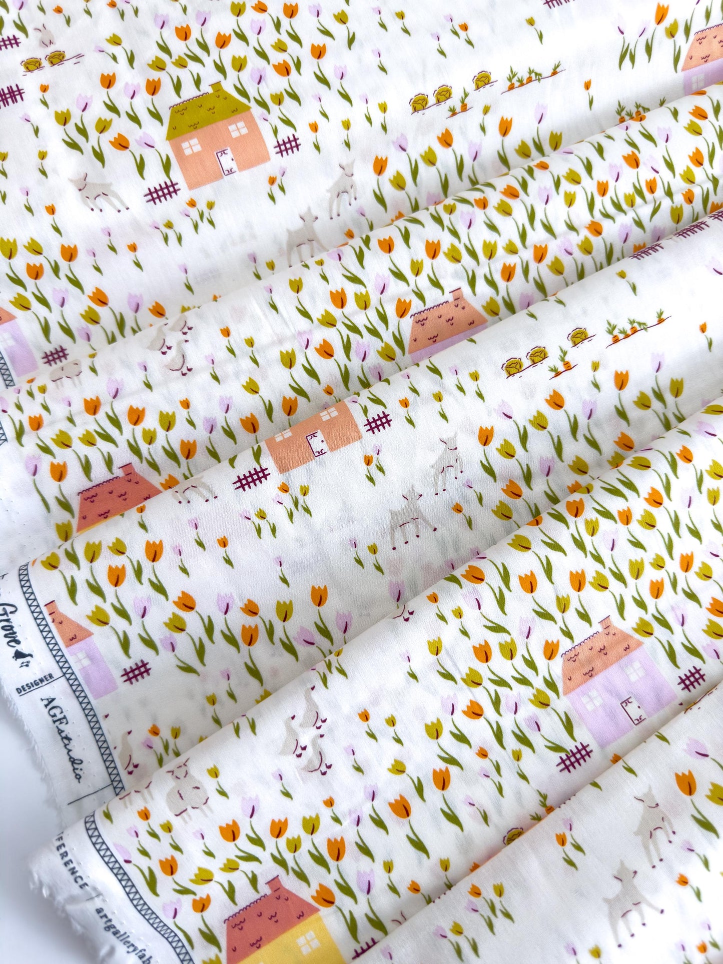Cottage In Garden, by AGF Studio, 100% Premium Cotton Fabric, Floral/Farm Pattern