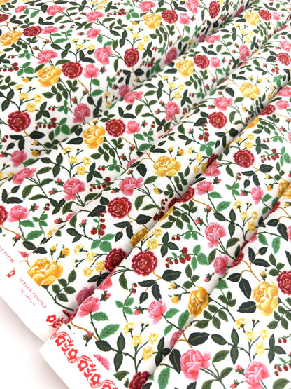 English Rose Fabric by Rifle Paper Co. – Cream Cotton Fabric | Roses Collection, Floral Quilting & Sewing Material
