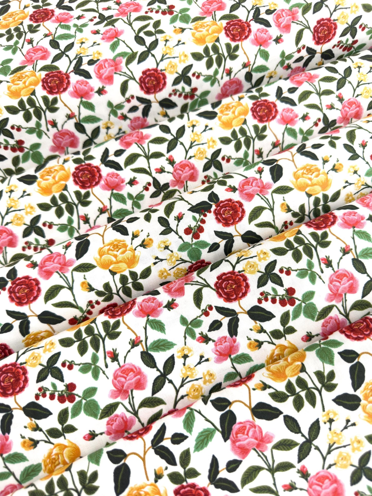 English Rose Fabric by Rifle Paper Co. – Cream Cotton Fabric | Roses Collection, Floral Quilting & Sewing Material
