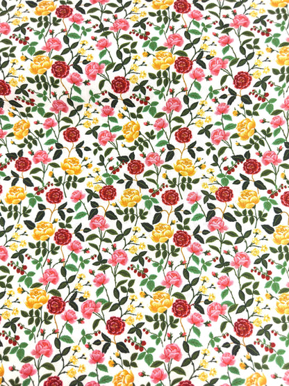 English Rose Fabric by Rifle Paper Co. – Cream Cotton Fabric | Roses Collection, Floral Quilting & Sewing Material