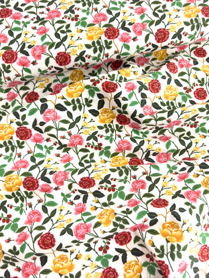 English Rose Fabric by Rifle Paper Co. – Cream Cotton Fabric | Roses Collection, Floral Quilting & Sewing Material