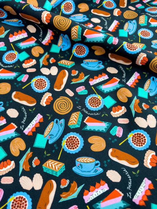 Boulangerie Fabric, By Dear Stella, Springtime In Paris Collection, Cotton By The Yard, Bakery Print