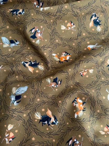Fly Away In Cedar Fabric | Dear Stella Forager Collection | Cotton Fabric by the Yard | Woodland Animal Print | Quilting & Sewing Material
