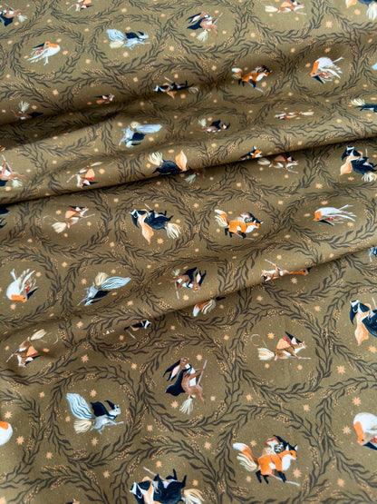 Fly Away In Cedar Fabric | Dear Stella Forager Collection | Cotton Fabric by the Yard | Woodland Animal Print | Quilting & Sewing Material