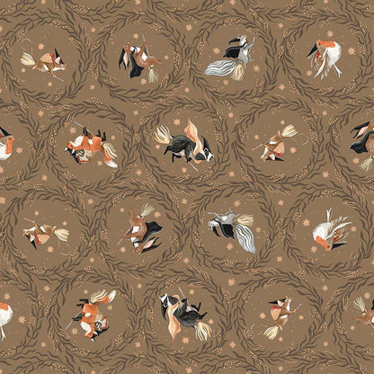 Fly Away In Cedar Fabric | Dear Stella Forager Collection | Cotton Fabric by the Yard | Woodland Animal Print | Quilting & Sewing Material