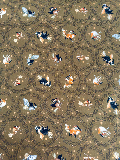 Fly Away In Cedar Fabric | Dear Stella Forager Collection | Cotton Fabric by the Yard | Woodland Animal Print | Quilting & Sewing Material
