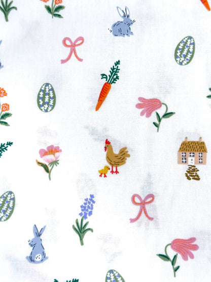 Rifle Paper Co. Easter Basket Fabric In Cream, Easter Collection, Cotton Yardage, Carrots, Bunnies on the farm