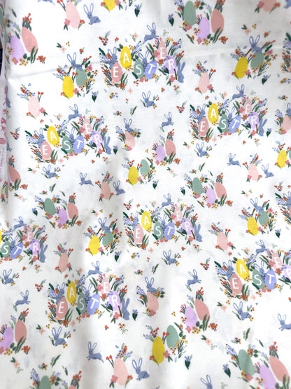 Rifle Paper Co. Hoppy Easter Fabric In Cream, Easter Collection, Cotton Yardage, Carrots, Floral Bunnies And Eggs Pattern
