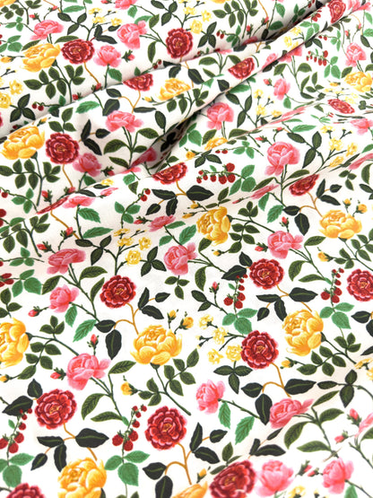 English Rose Fabric by Rifle Paper Co. – Cream Cotton Fabric | Roses Collection, Floral Quilting & Sewing Material