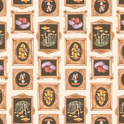 Mushroom Gallery Fabric | Dear Stella Forager Collection | Cotton Fabric by the Yard | Woodland Mushroom Print | Quilting & Sewing Material
