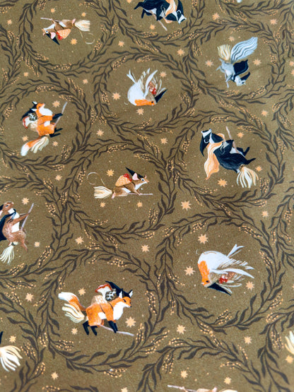 Fly Away In Cedar Fabric | Dear Stella Forager Collection | Cotton Fabric by the Yard | Woodland Animal Print | Quilting & Sewing Material