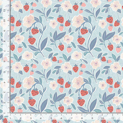 Berry Junction Fabric - By Dear Stella - Strawberry Jam Collection - Cotton By The Yard - Fruit/Floral Print