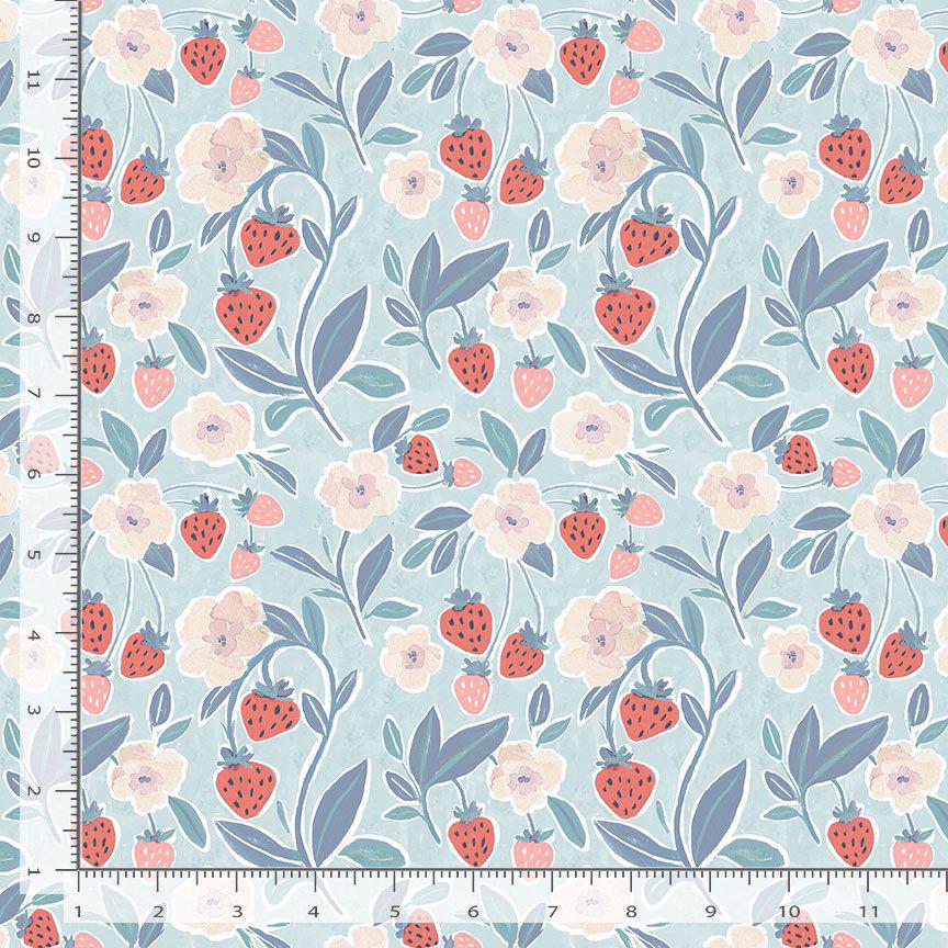 Berry Junction Fabric - By Dear Stella - Strawberry Jam Collection - Cotton By The Yard - Fruit/Floral Print