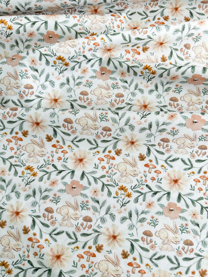 Hibernating Bunny Fabric - By Dear Stella - Willow Collection - Cotton By The Yard - Easter/Floral Print
