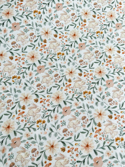 Hibernating Bunny Fabric - By Dear Stella - Willow Collection - Cotton By The Yard - Easter/Floral Print