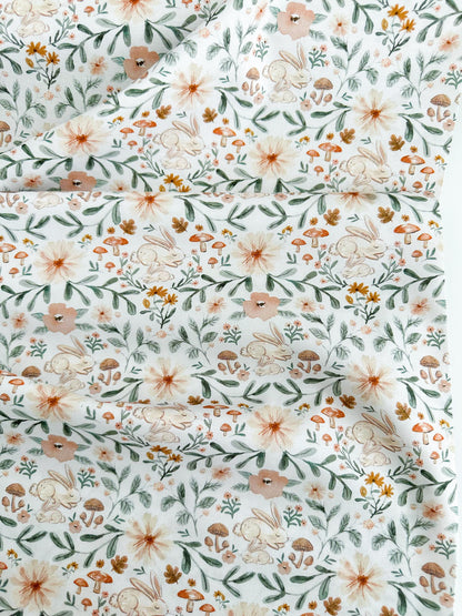 Hibernating Bunny Fabric - By Dear Stella - Willow Collection - Cotton By The Yard - Easter/Floral Print