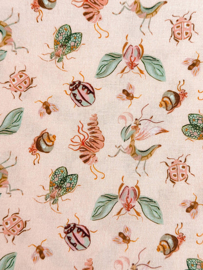 Pretty Bugs In Salmon Fabric - By Dear Stella - Swan Song Collection - Cotton By The Yard